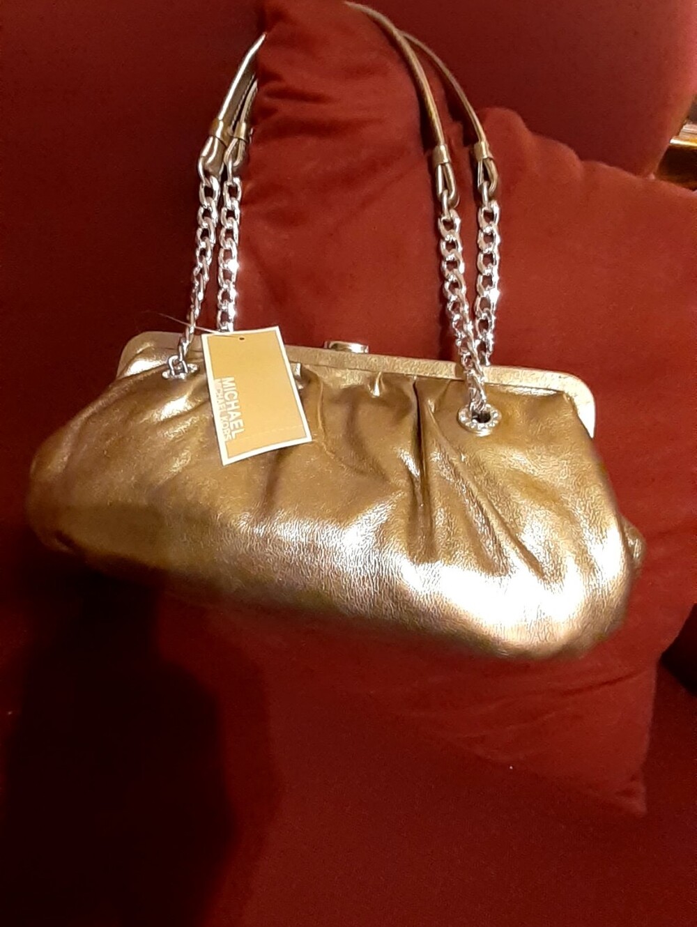 NWT Vintage 2007 Michael Kors Bronze Leather Frame Satchel Bag